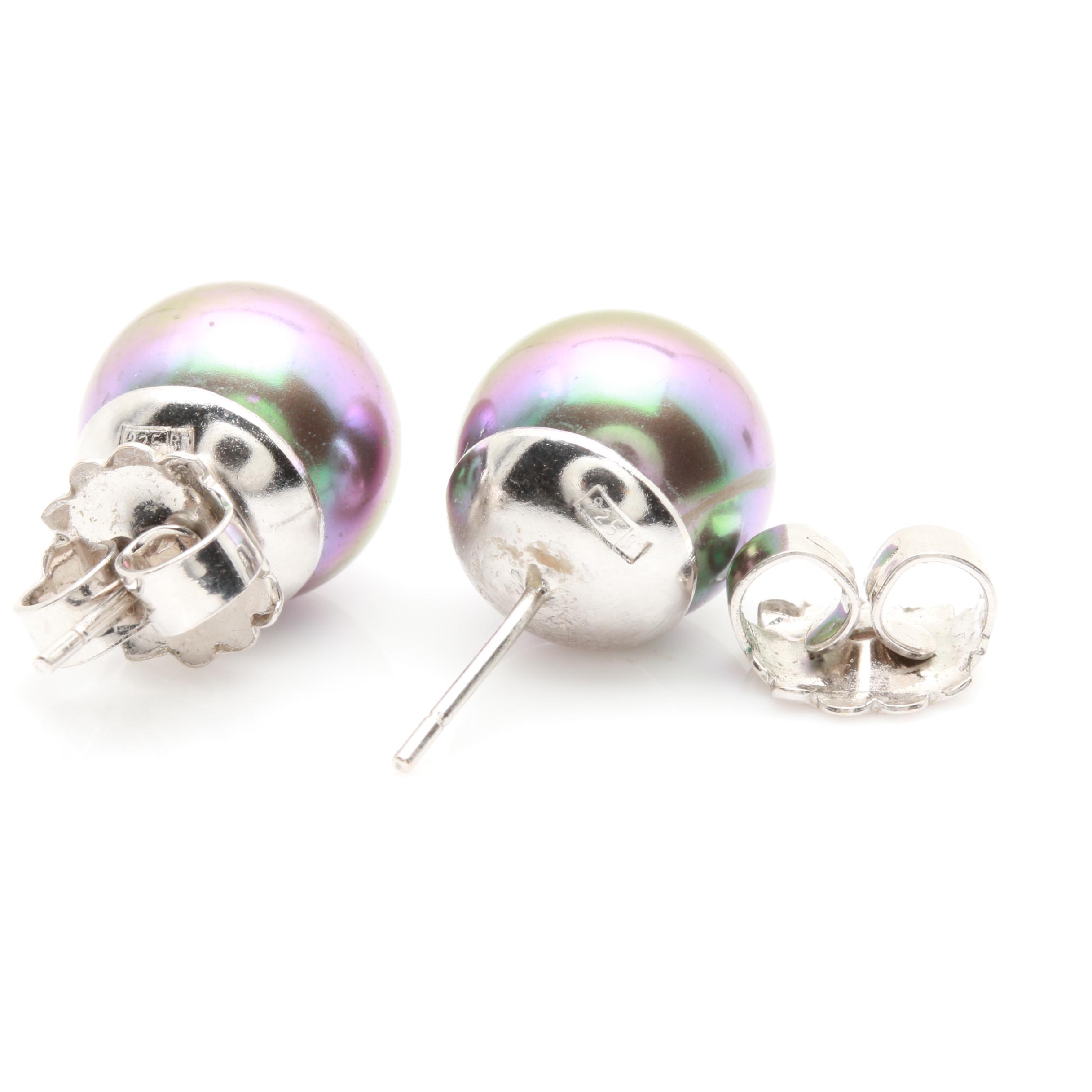 Majorica Sterling Silver Imitation Pearl Necklace and Earring Set