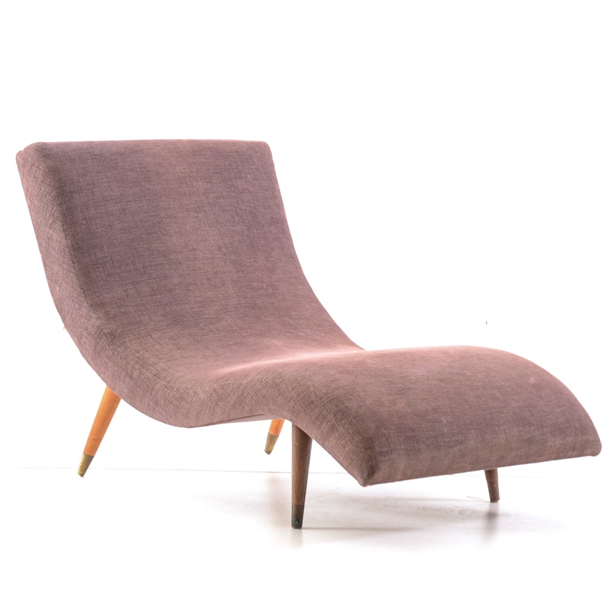 Mid-Century Purple Upholstered Chaise Lounge