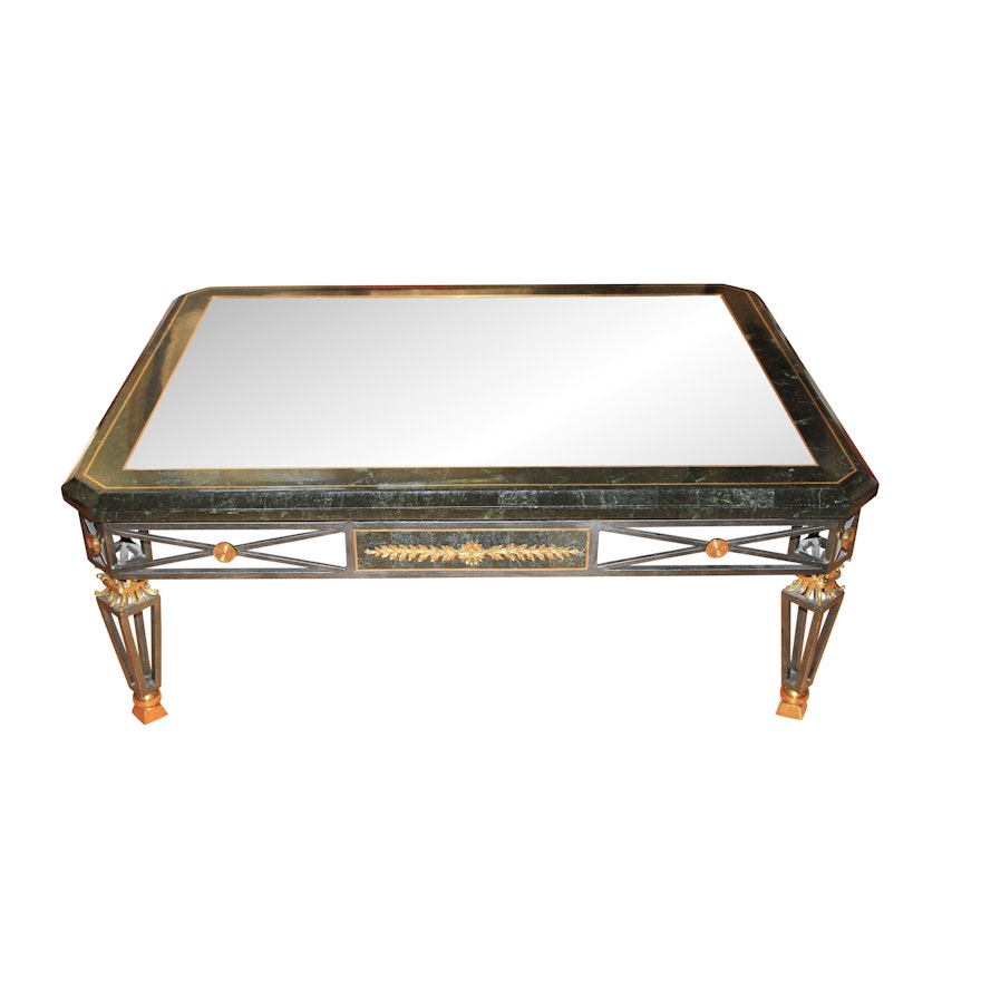 Maitland Smith Neoclassical Style Glass Top Coffee Table