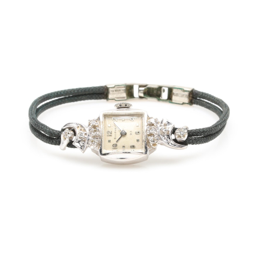 Bulova 14K White Gold Diamond Wristwatch