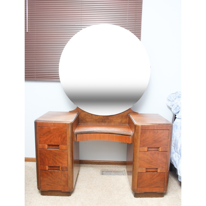 Vintage Art Deco Mahogany Veneer Vanity