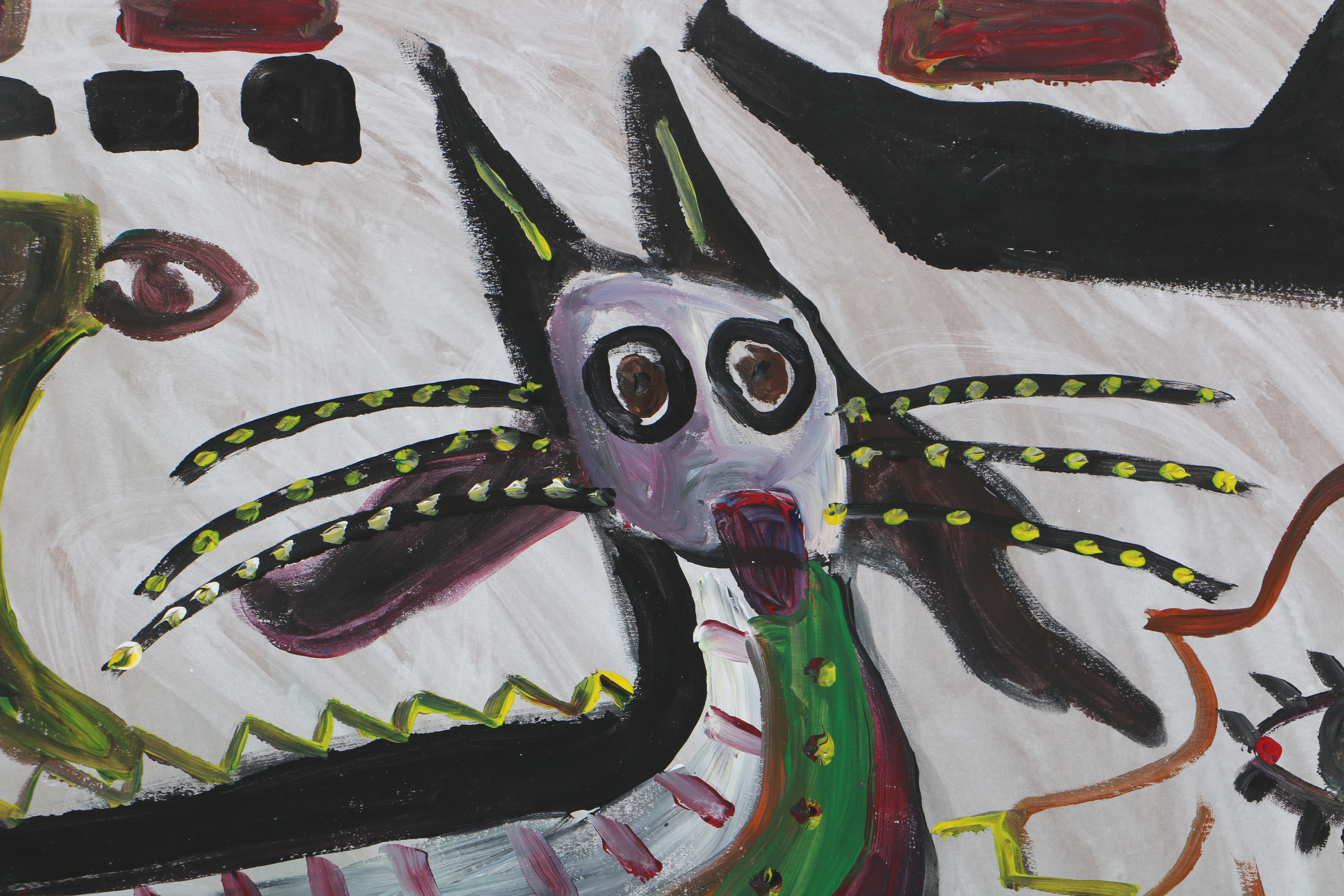 Robert Wright Acrylic Painting on Paper of Wild Beast