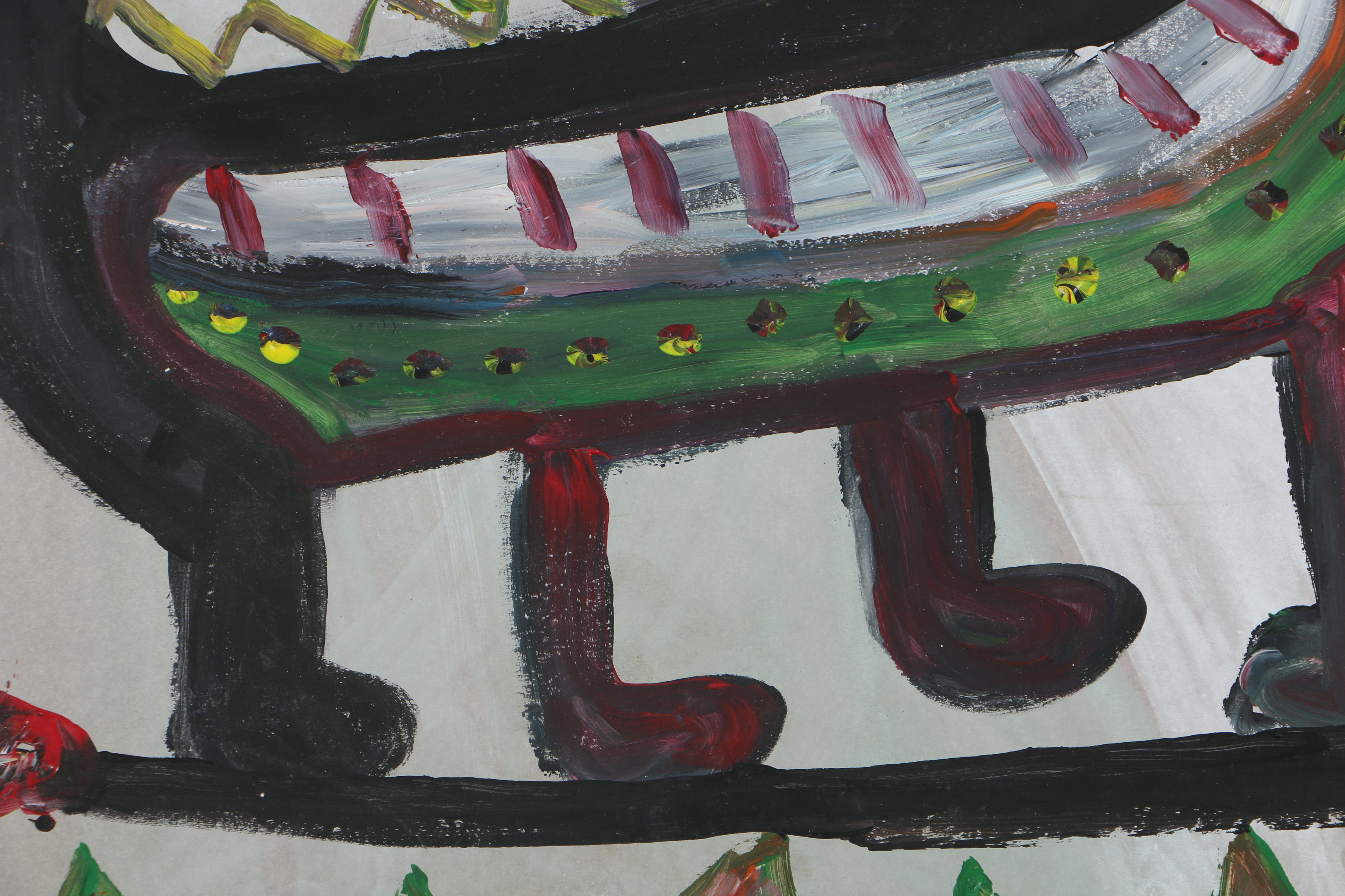 Robert Wright Acrylic Painting on Paper of Wild Beast