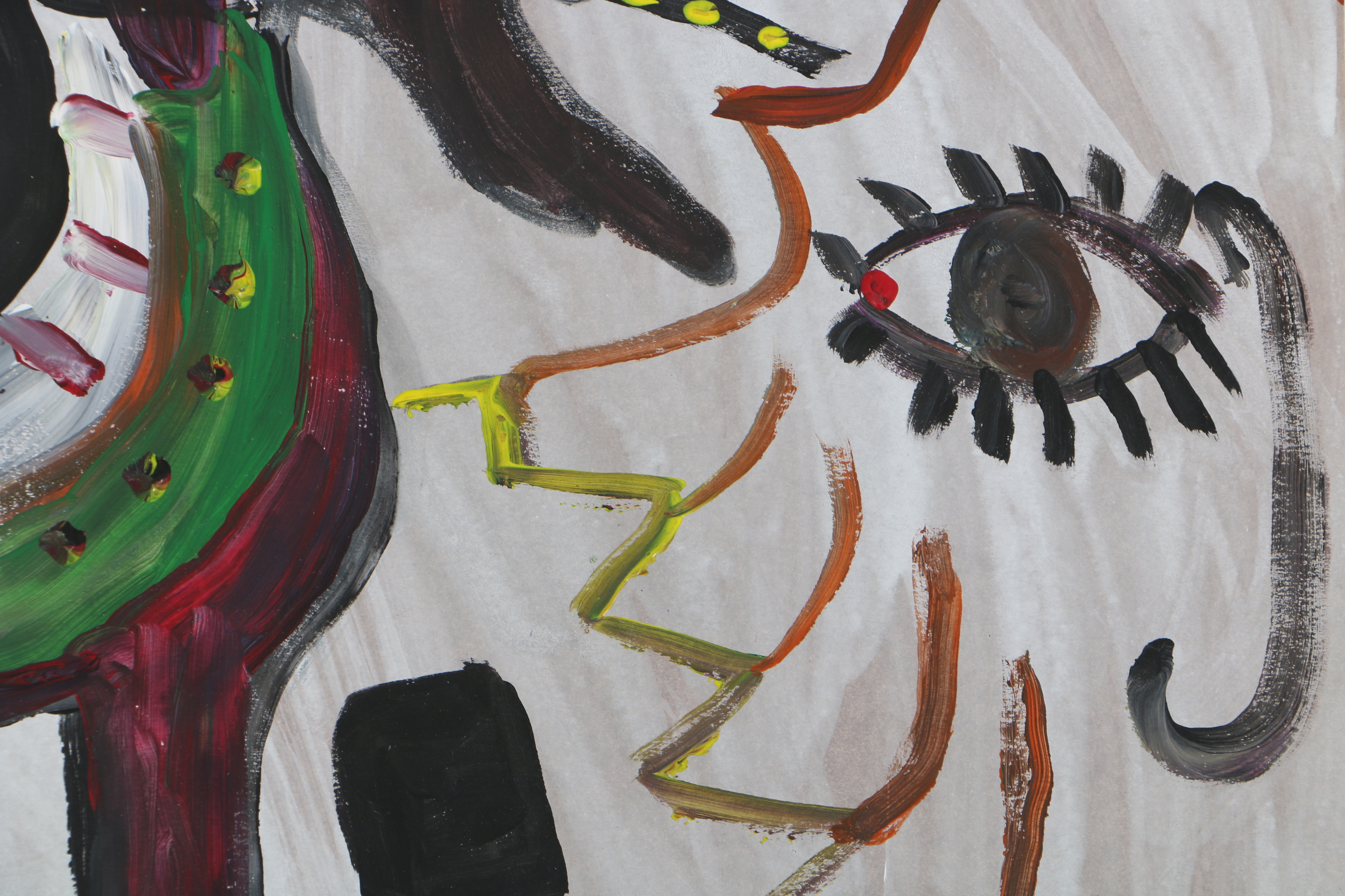 Robert Wright Acrylic Painting on Paper of Wild Beast