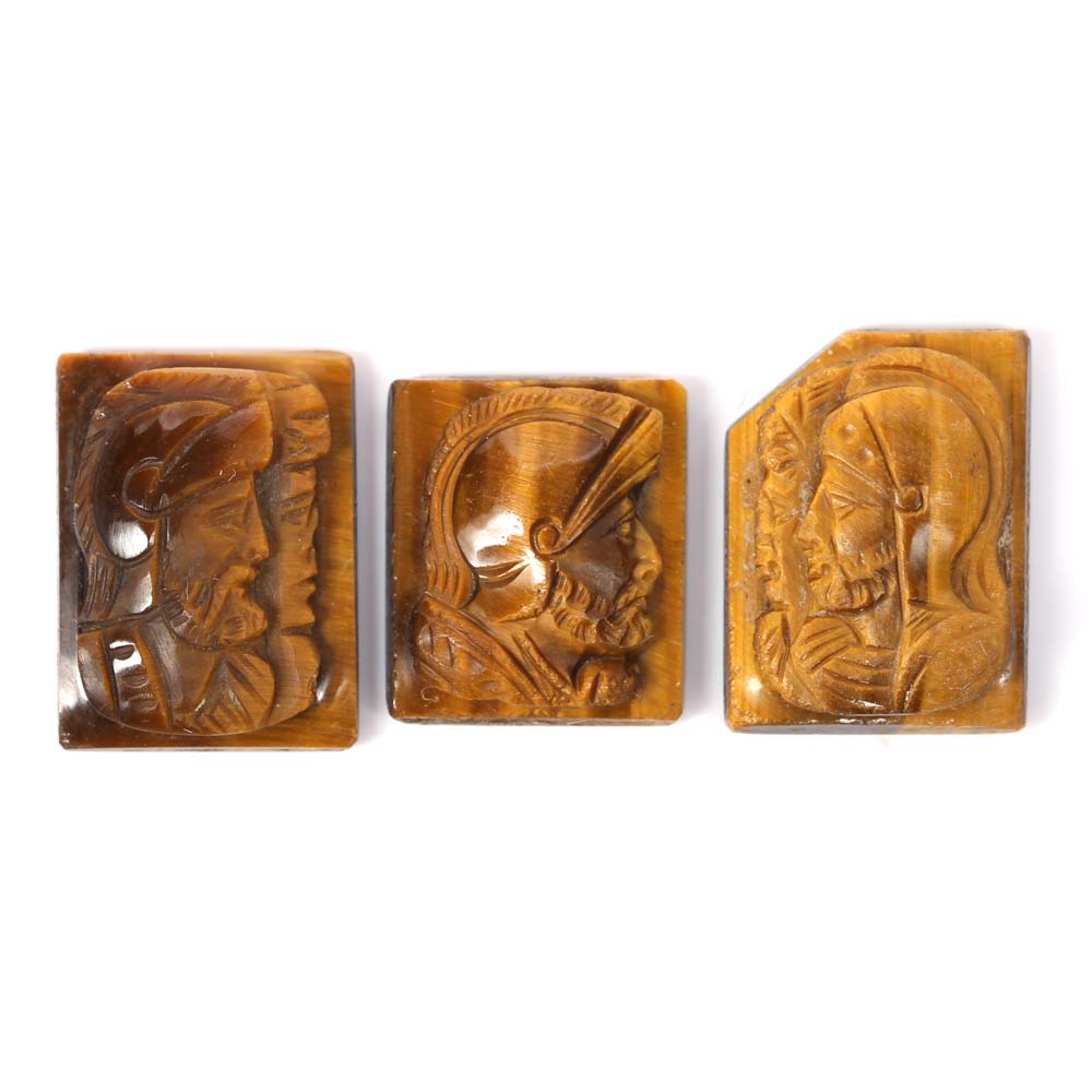 Loose 23.855 CTW Tiger Eye Cameos