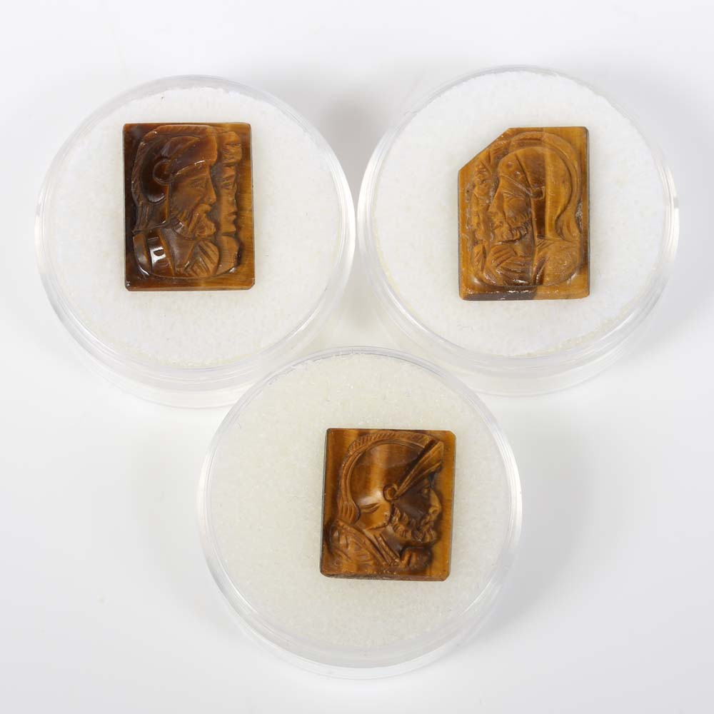 Loose 23.855 CTW Tiger Eye Cameos