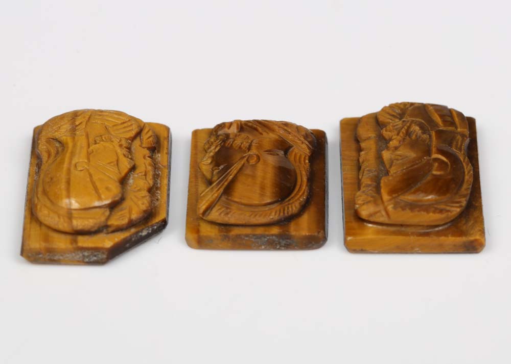 Loose 23.855 CTW Tiger Eye Cameos