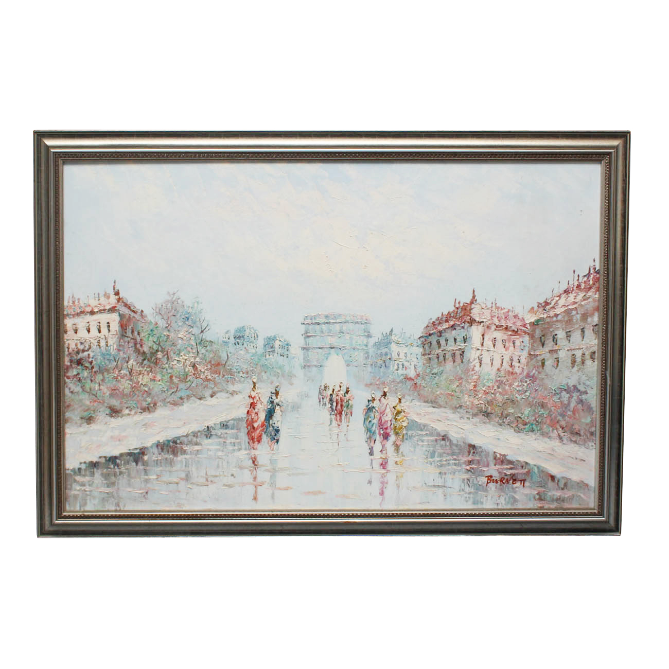 Caroline C. Burnett Oil Painting of Parisian Street Scene