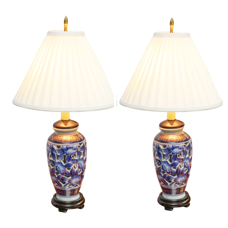 Blue and White Floral Table Lamps