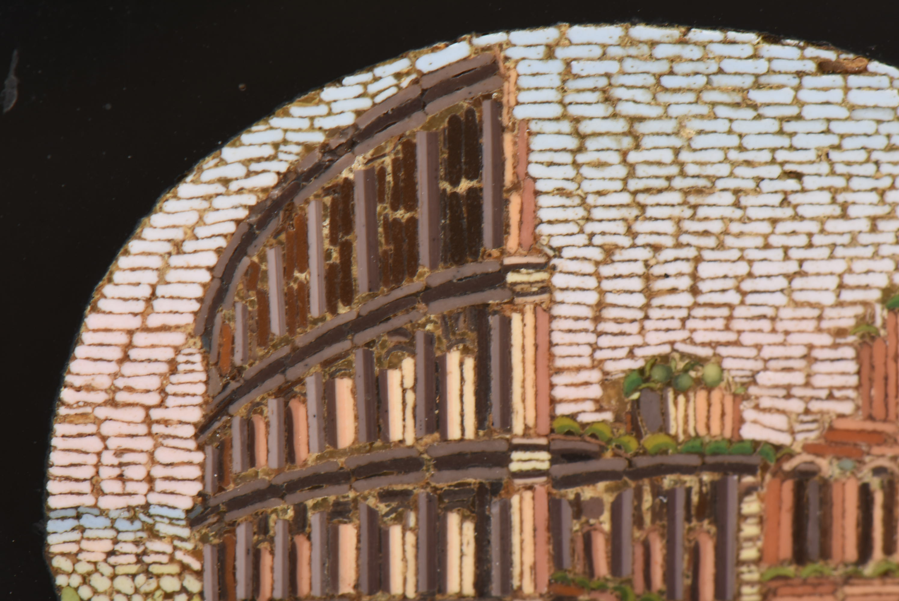 Victorian Glass Tesserae Micro-Mosaic Rome Colosseum Souvenir Brooch