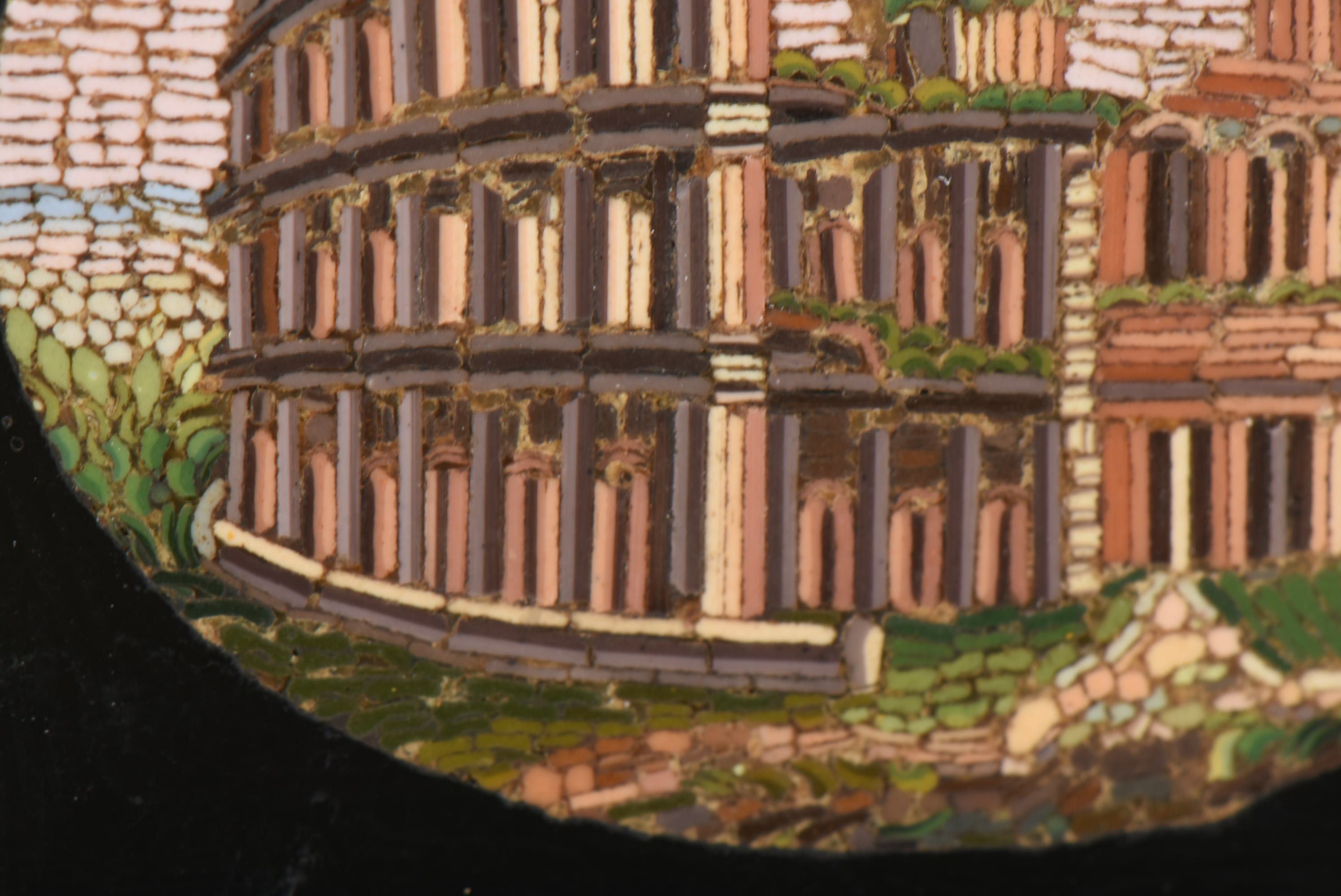 Victorian Glass Tesserae Micro-Mosaic Rome Colosseum Souvenir Brooch