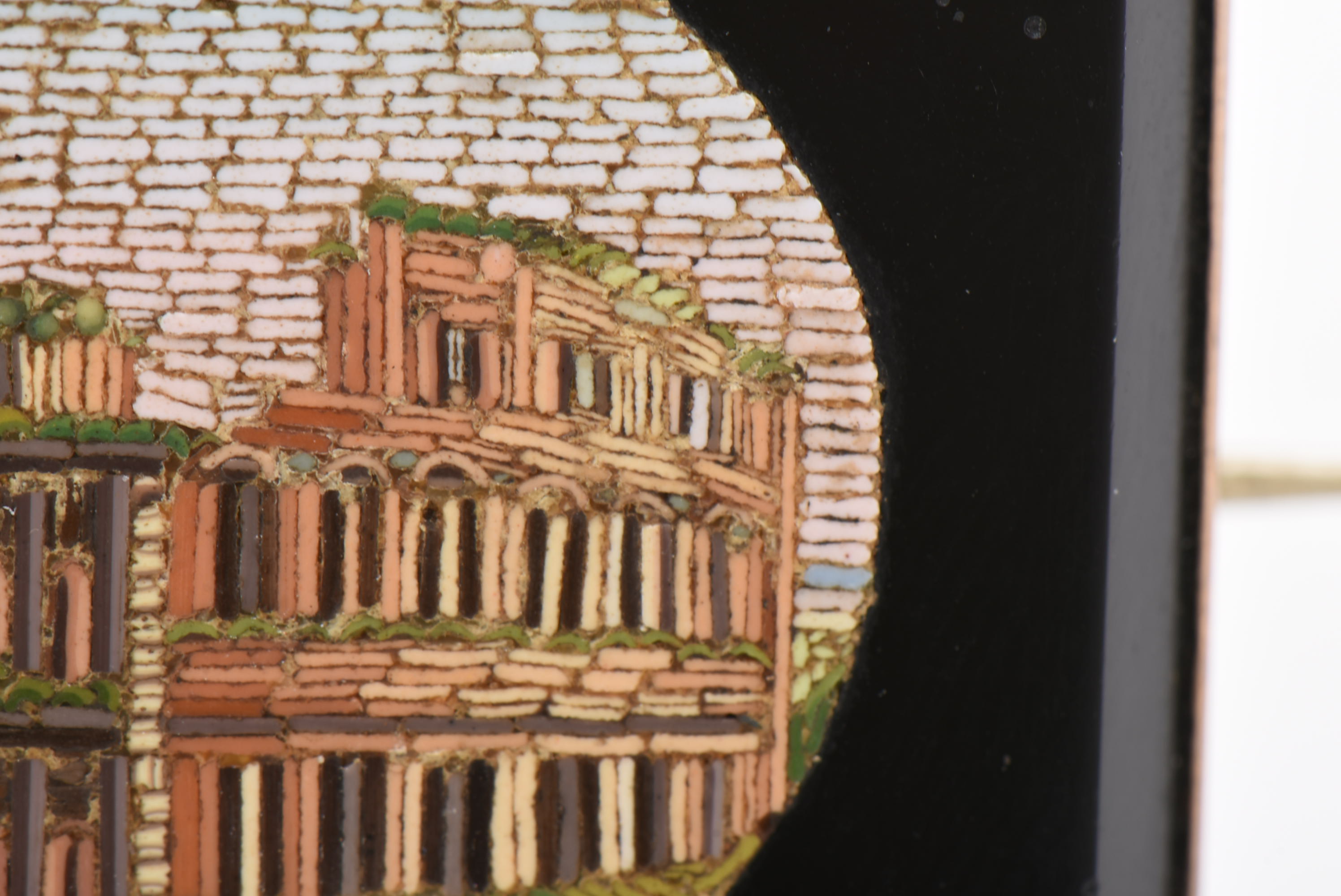 Victorian Glass Tesserae Micro-Mosaic Rome Colosseum Souvenir Brooch