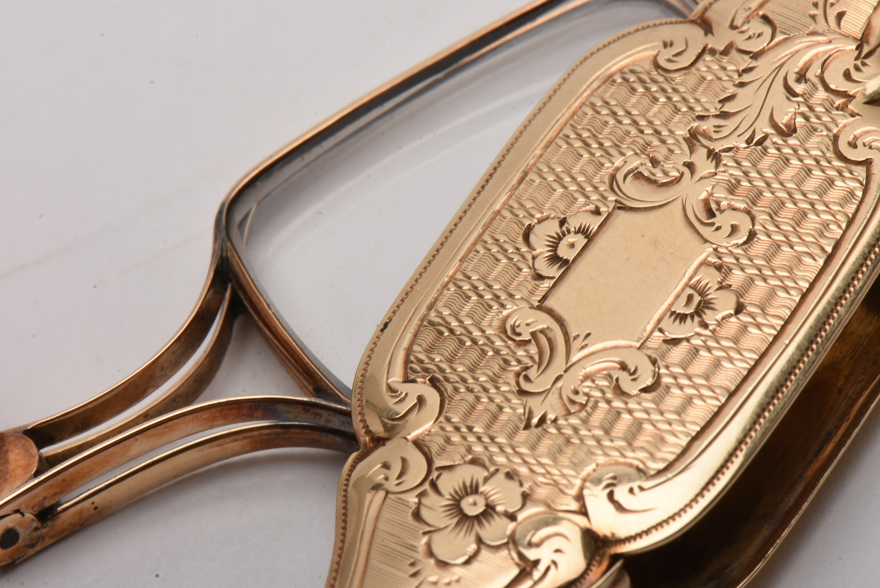 Victorian 14K Yellow Gold Engraved Lorgnette