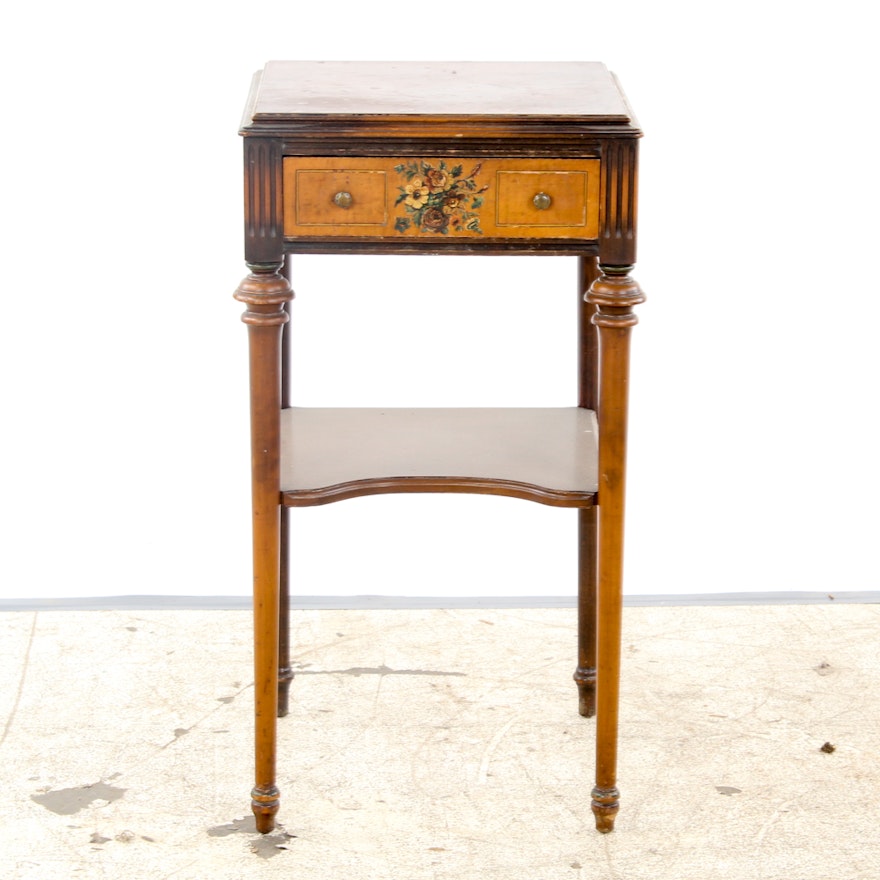 Floral Accent Sheraton Style Side Table