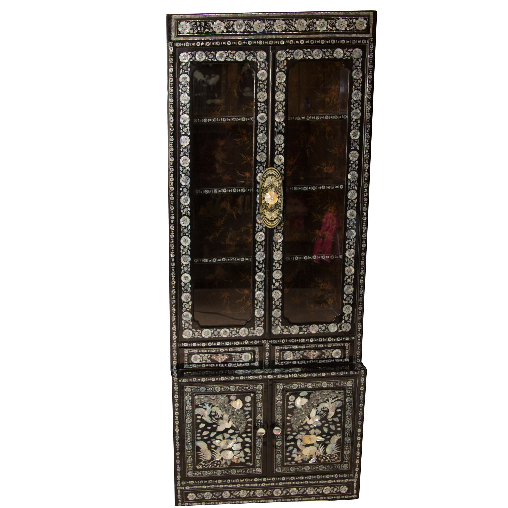 Korean Black Lacquered Mother of Pearl Inlay Cabinet