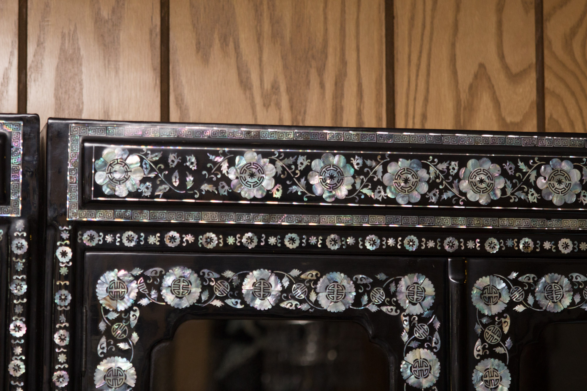 Korean Black Lacquered Mother of Pearl Inlay Cabinet
