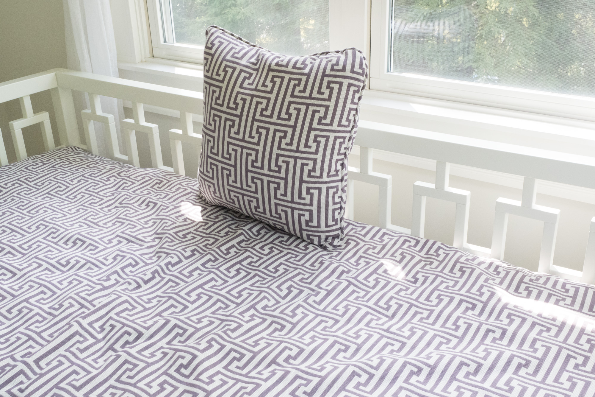 Twin-Sized Day Bed Frame with Throw Pillow and Bedding