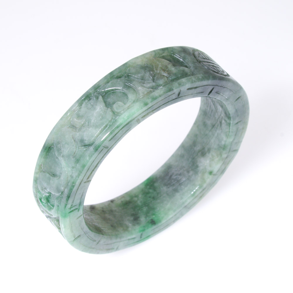 Carved Jadeite Bangle Bracelet