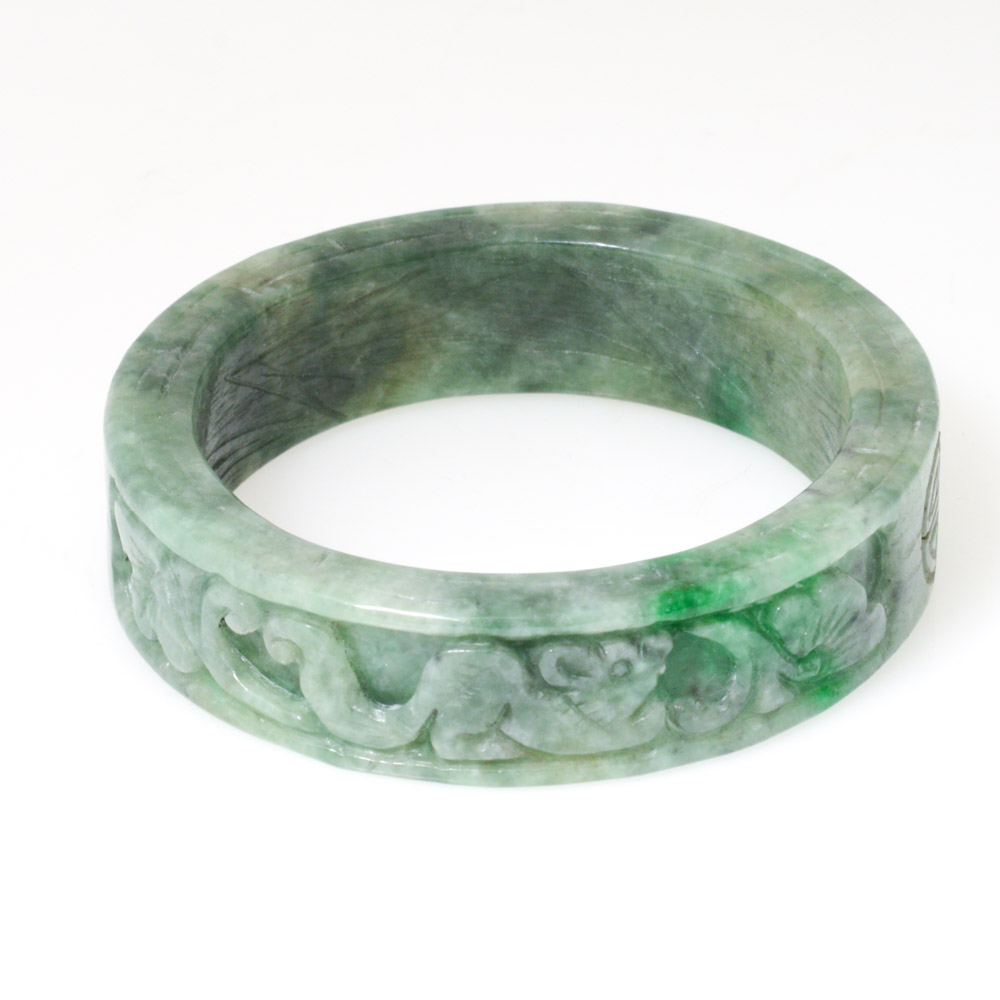 Carved Jadeite Bangle Bracelet