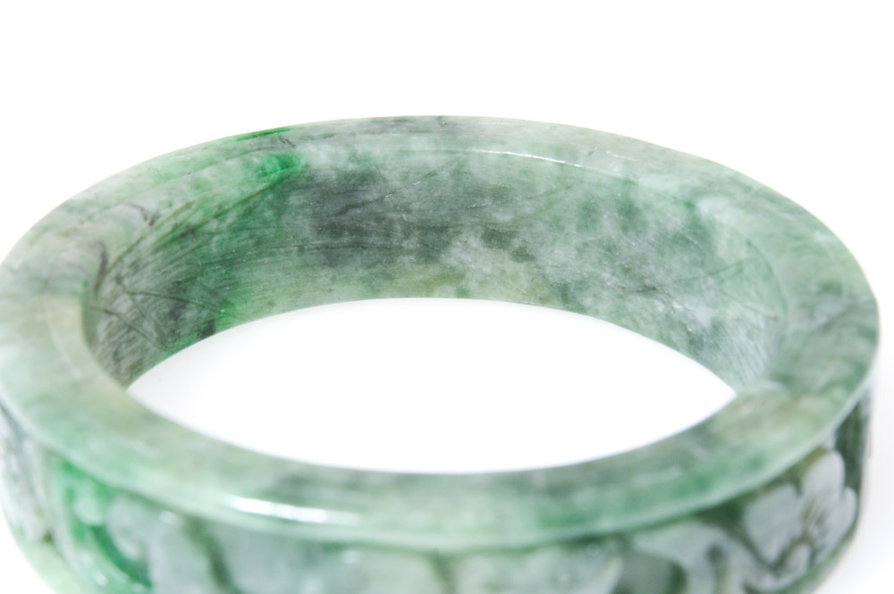 Carved Jadeite Bangle Bracelet