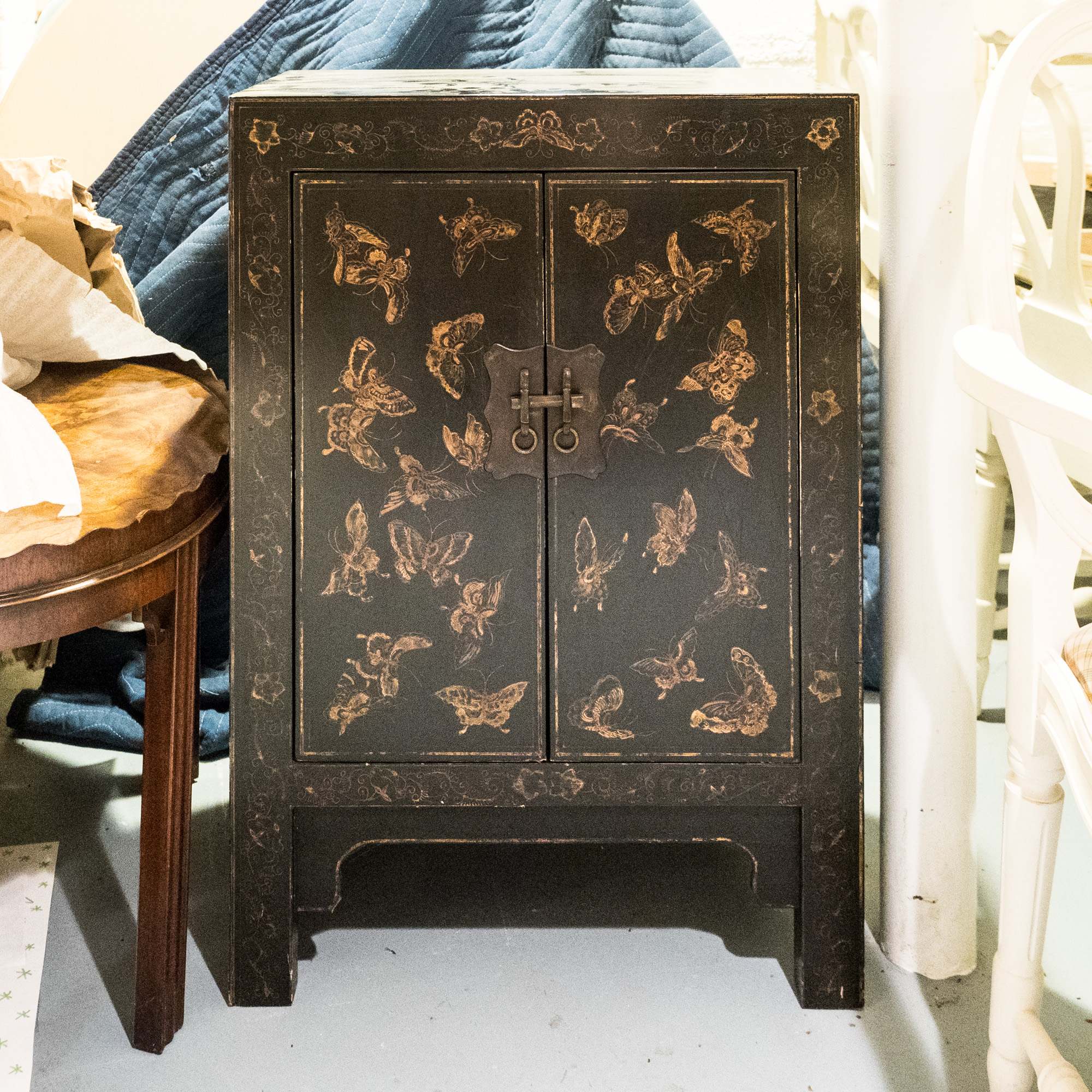 Vintage Chinoiserie Lacquered and Painted Cabinet