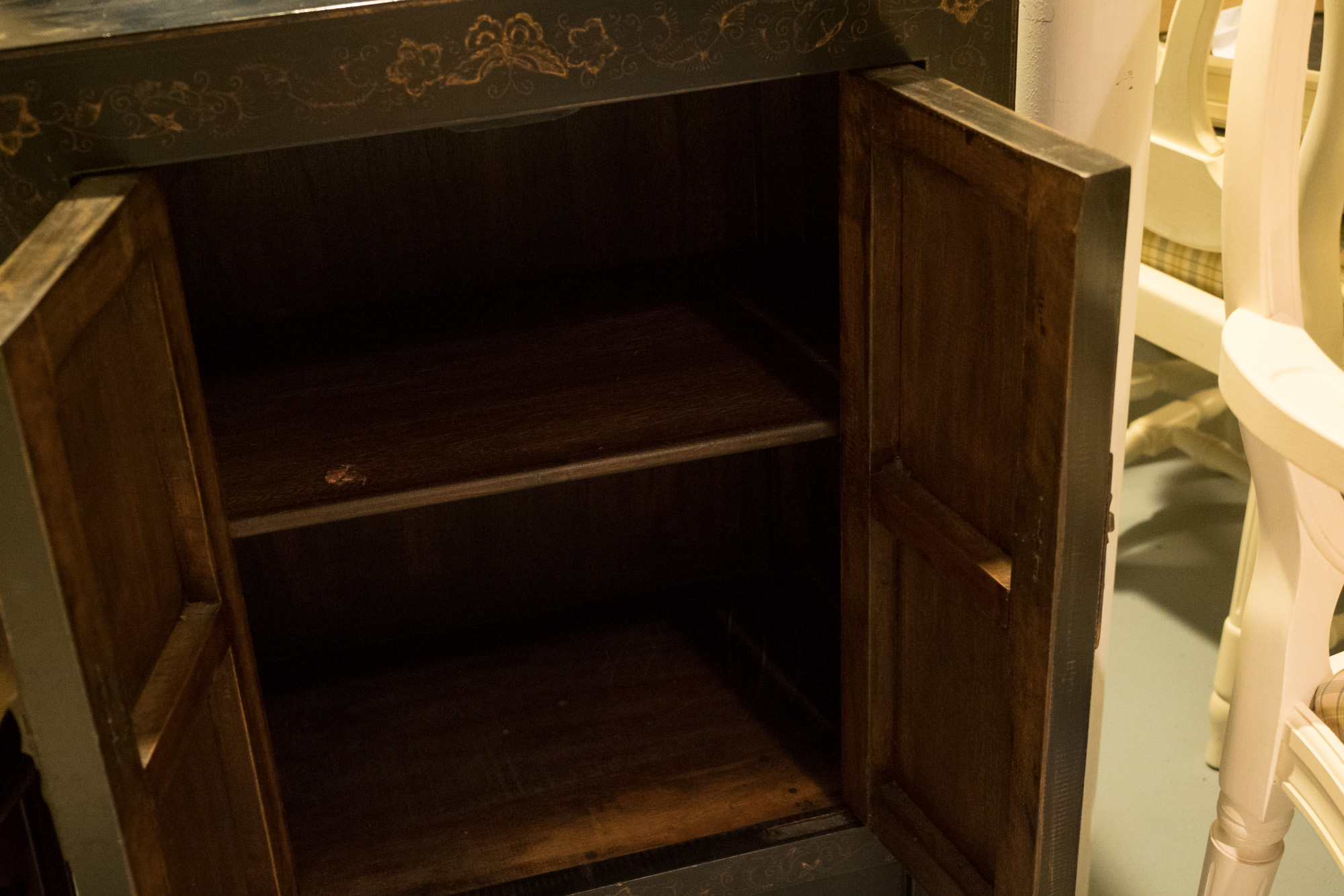 Vintage Chinoiserie Lacquered and Painted Cabinet