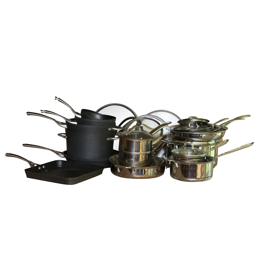 Assortment of Cookware Including Calphalon and All Clad