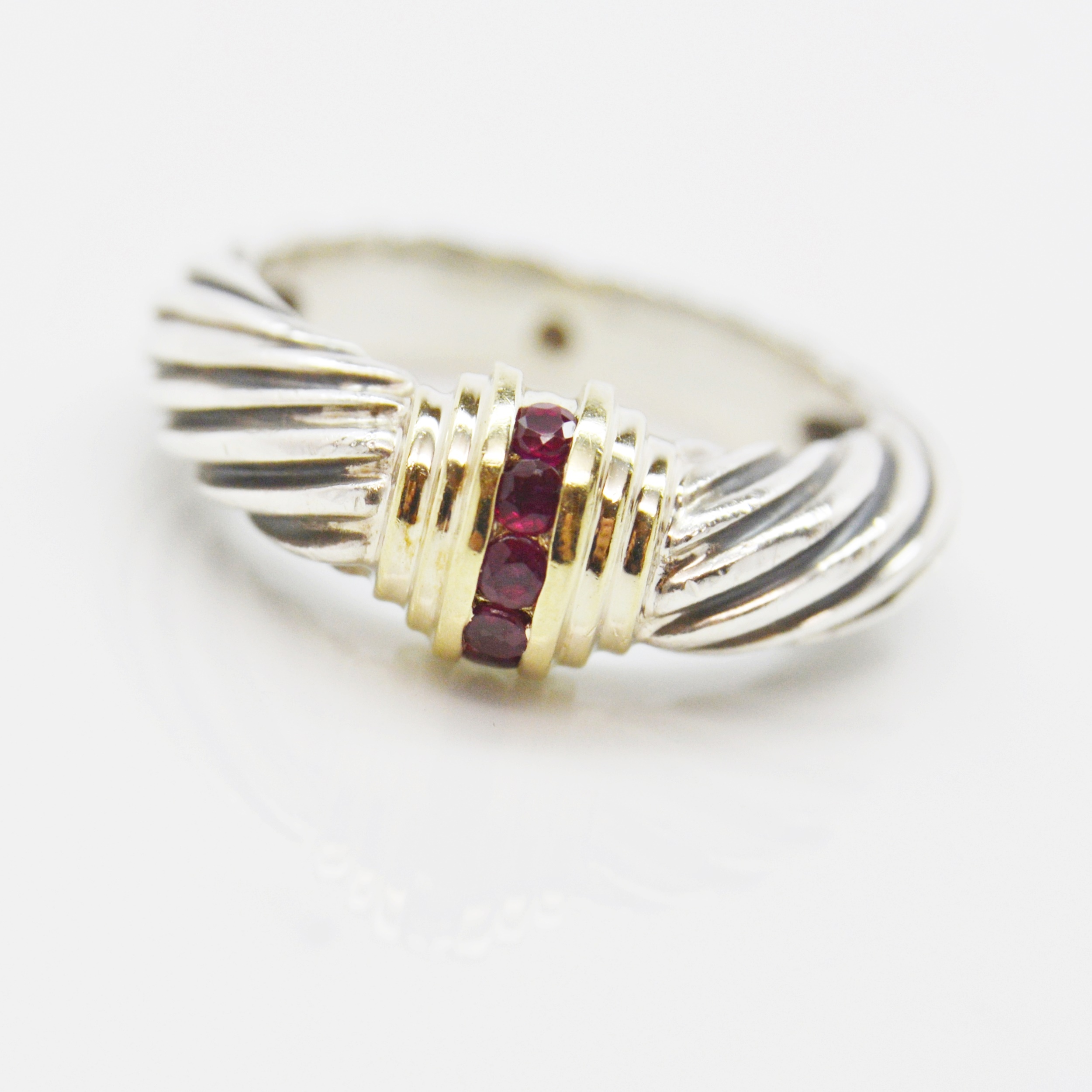 David Yurman Sterling Silver and 14K Yellow Gold Ruby Ring