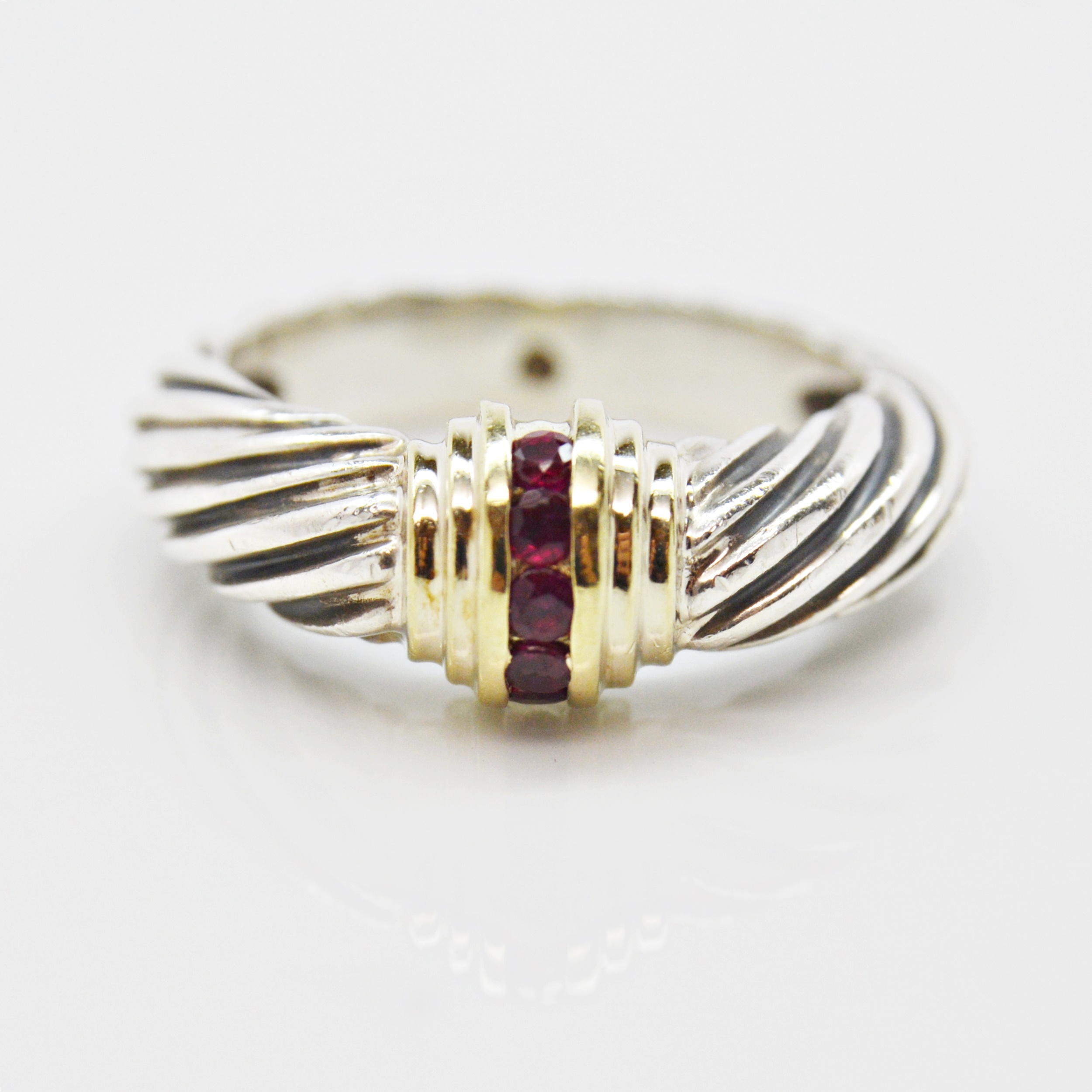David Yurman Sterling Silver and 14K Yellow Gold Ruby Ring