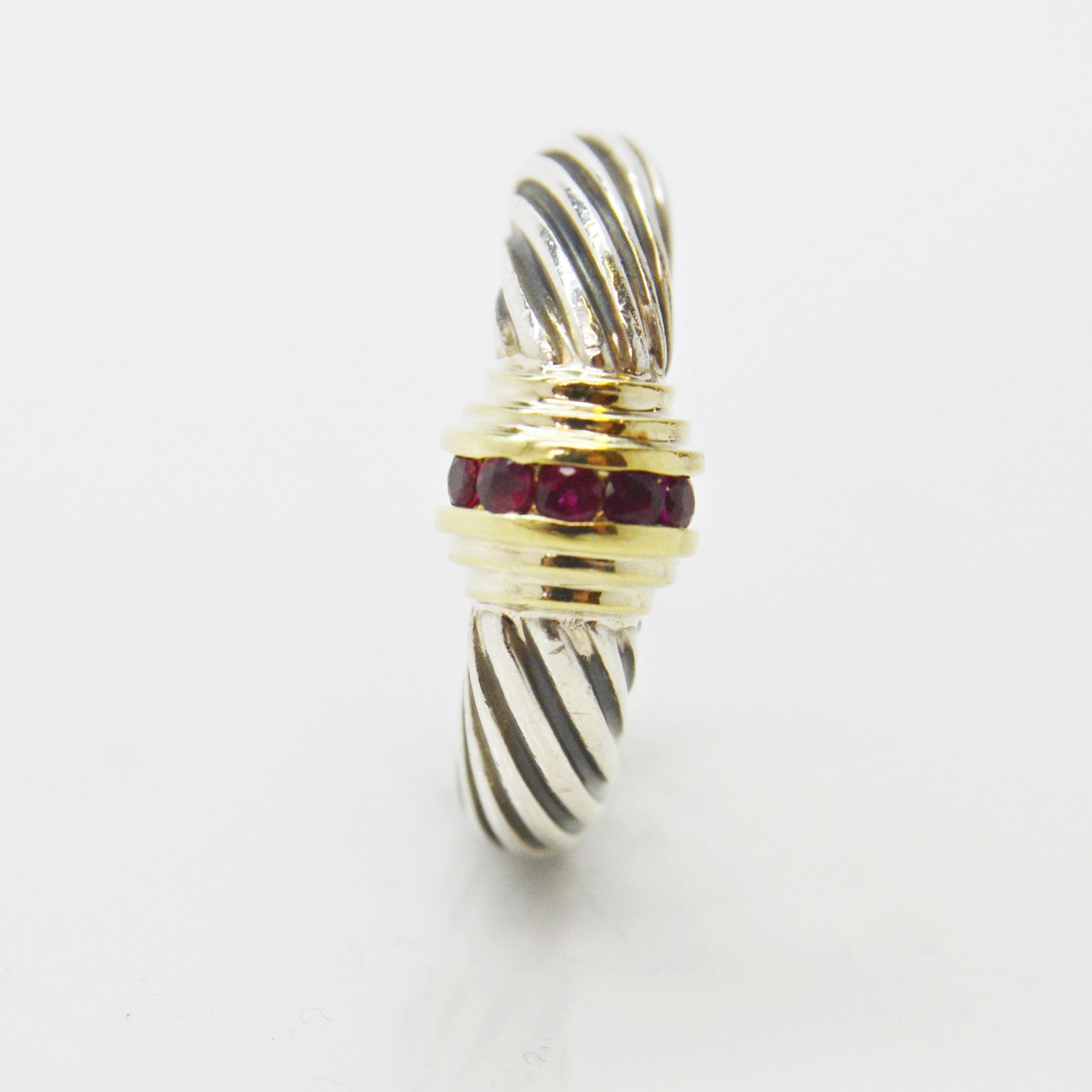 David Yurman Sterling Silver and 14K Yellow Gold Ruby Ring