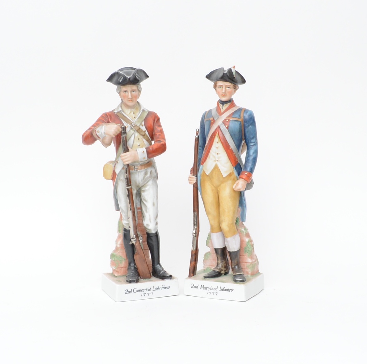 Pair of Vintage Porcelain Revolutionary  War Figurines