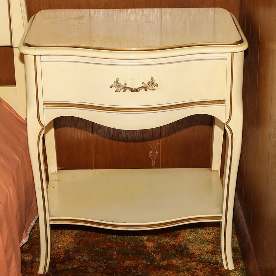 Vintage Painted French Provincial Style Nightstand by Dixie