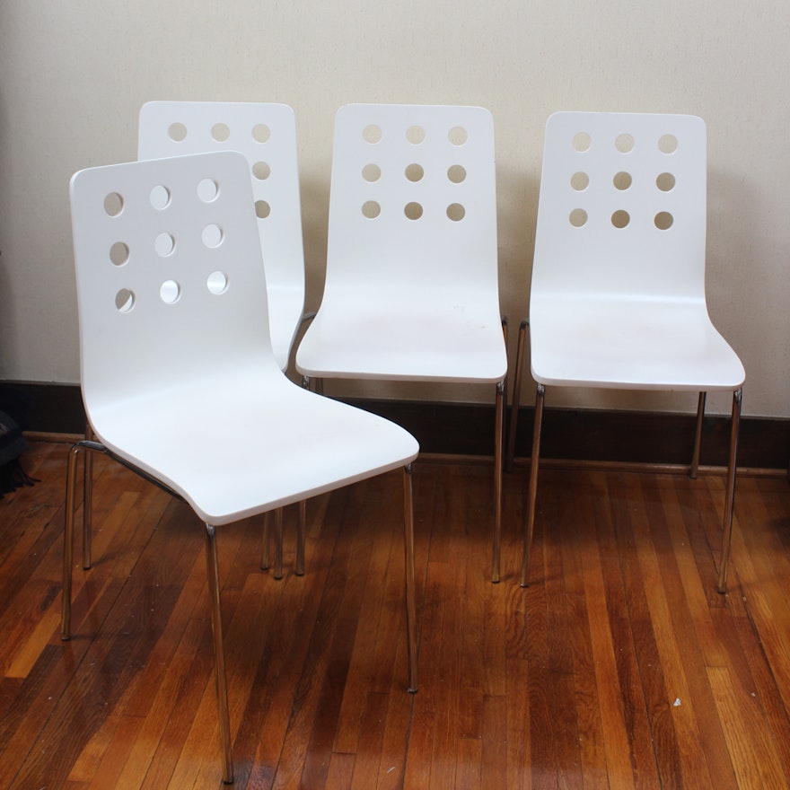 Contemporary Wood and Metal Dining Chairs