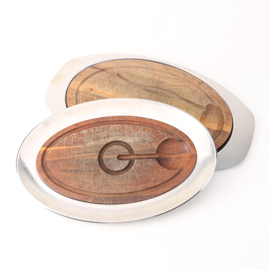 Pewter and Wood Carving Platters