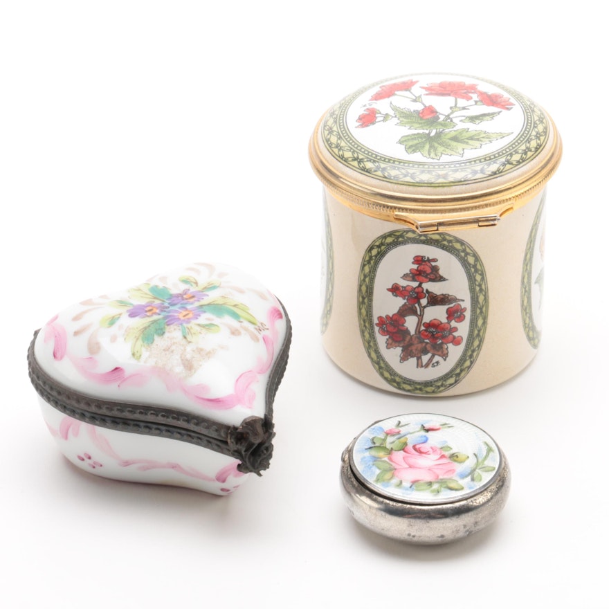 Trinket Boxes, Including Rochard Limoges and Halcyon Days Enamels