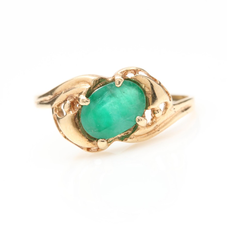 14K Yellow Gold Emerald Ring