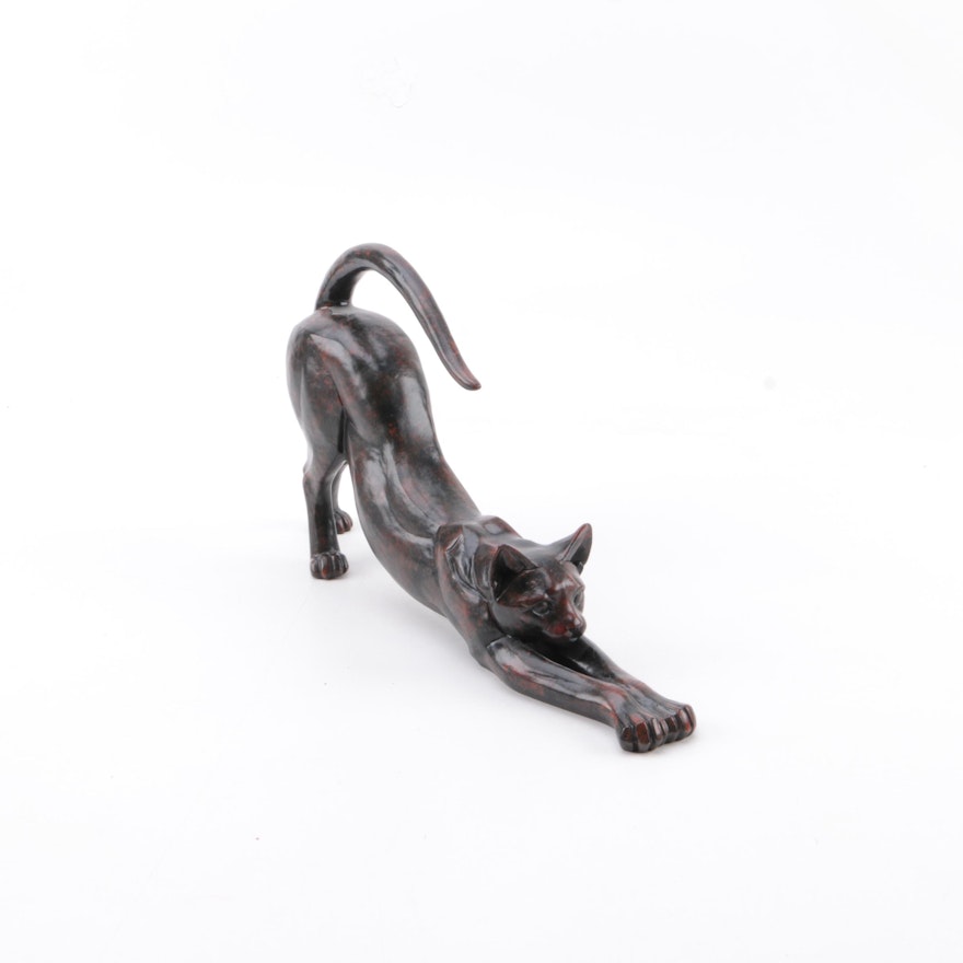 Stretching Cat Figurine