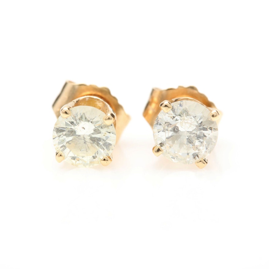 14K Yellow Gold Diamond Earrings