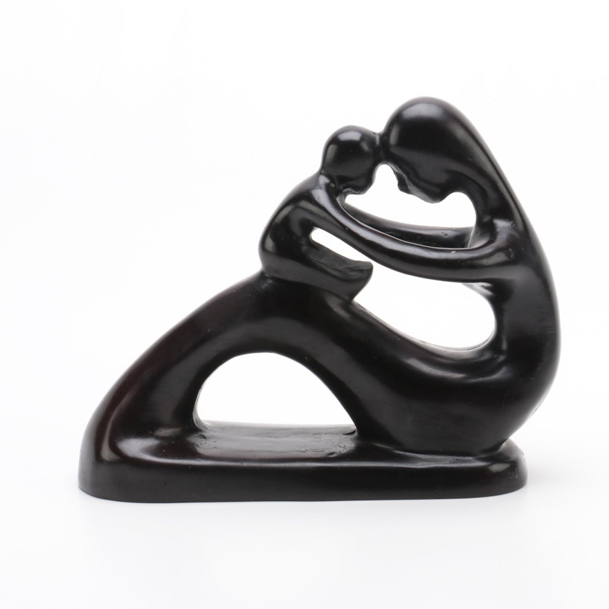 Abstract "Mother and Child" Resin Sculpture
