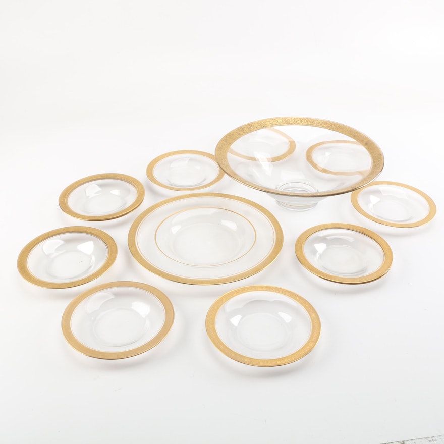 Glass Bowls with Gold Encrusted Rims