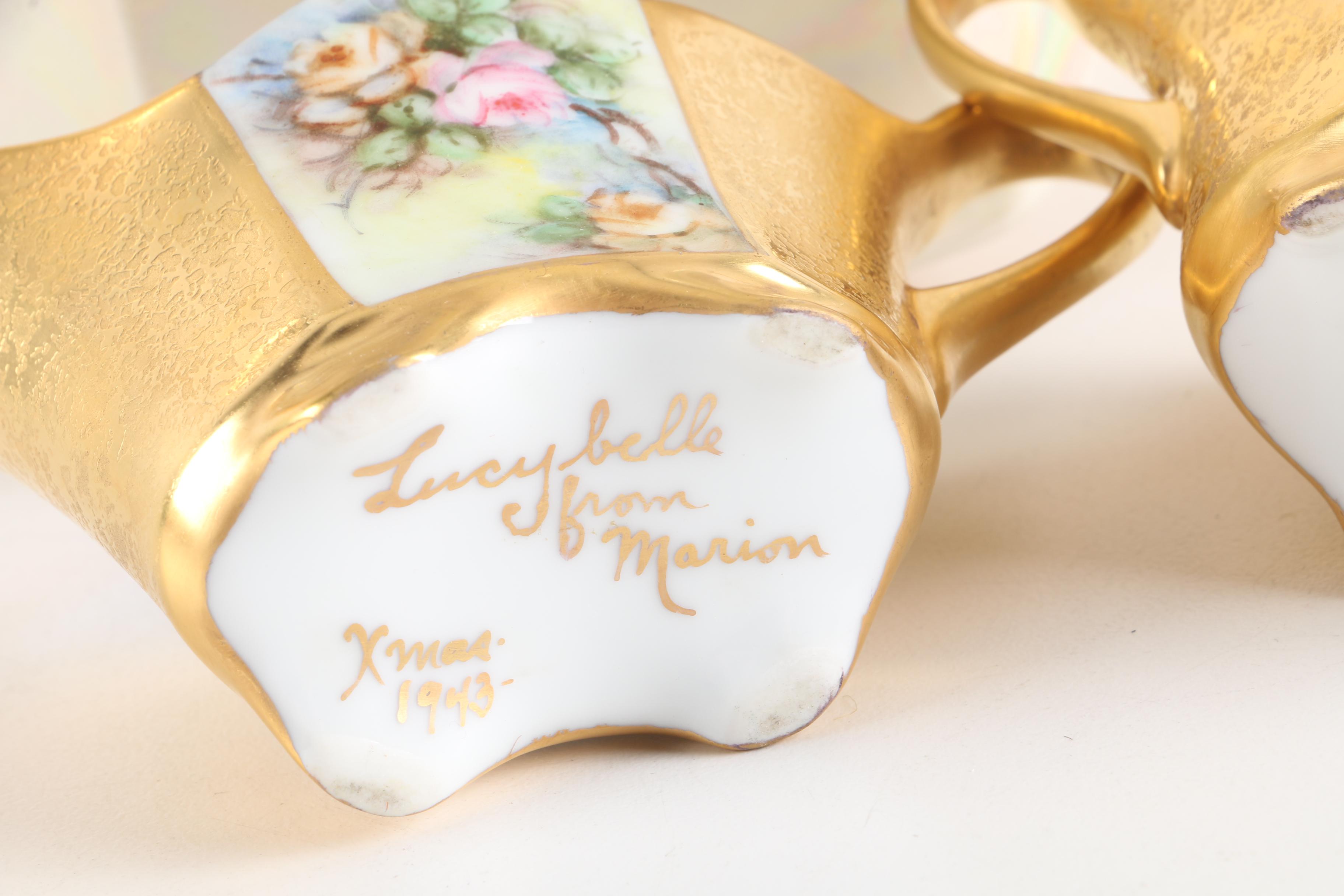 Sadler Earthenware Teapot and Gilt Porcelain Tableware