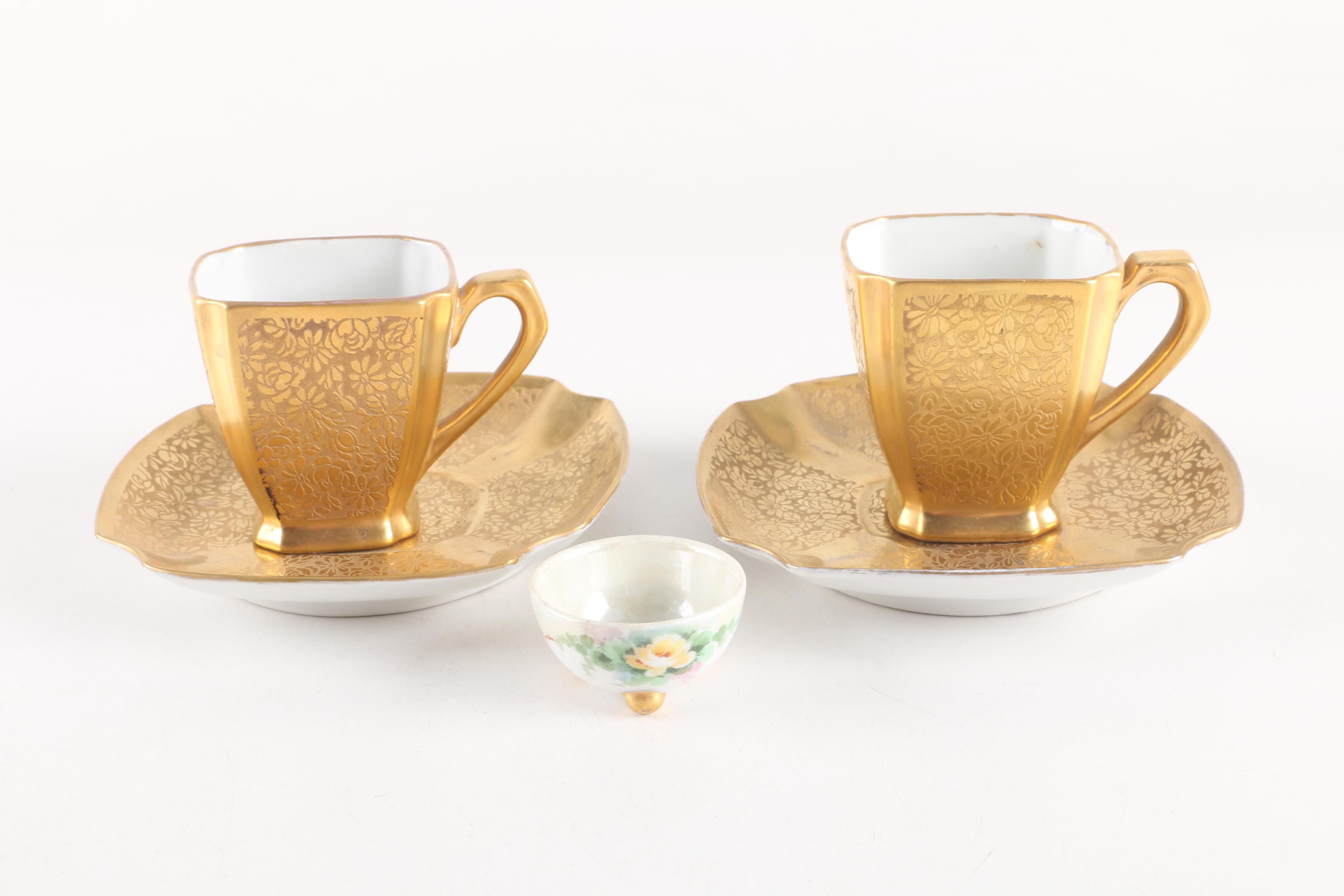 Sadler Earthenware Teapot and Gilt Porcelain Tableware