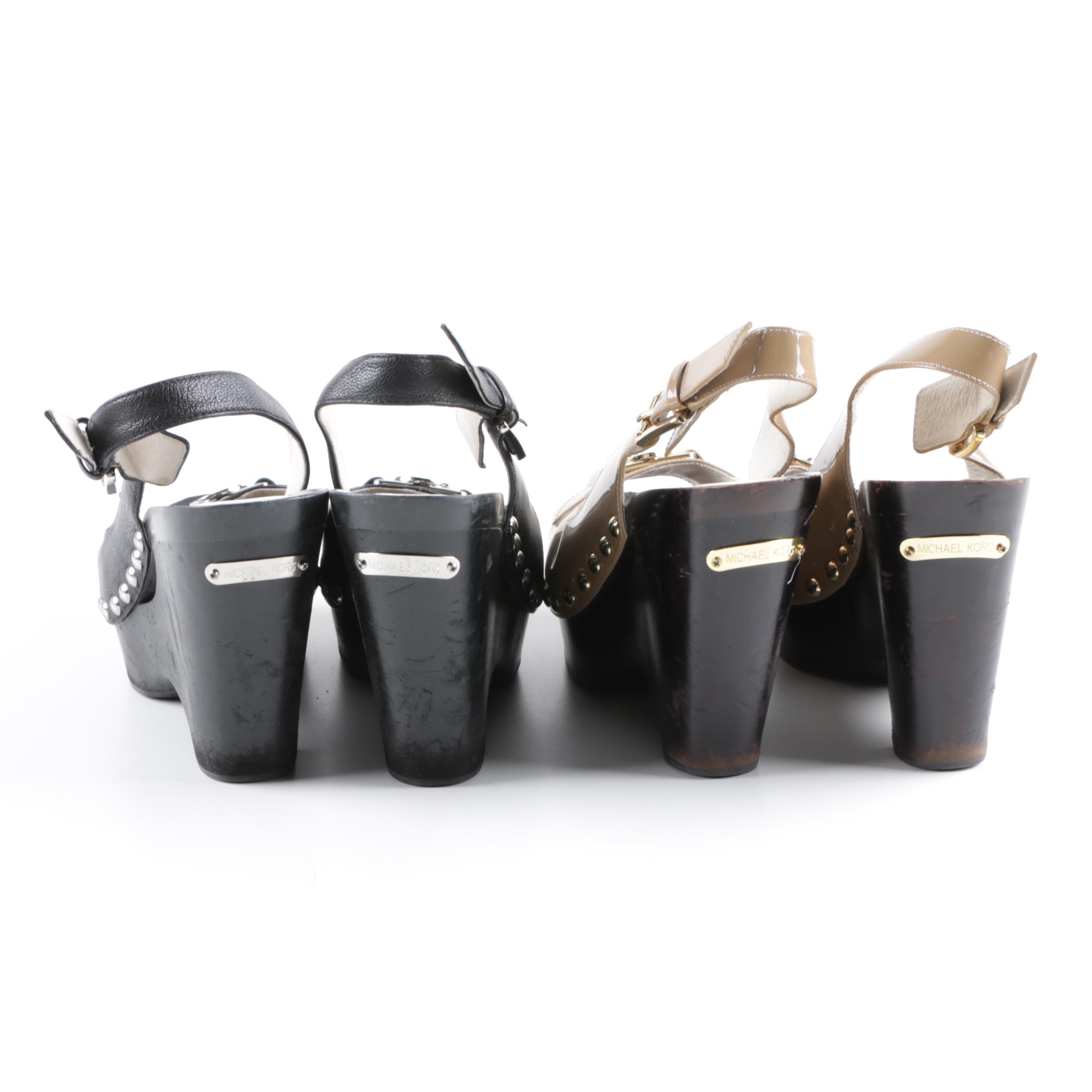 MICHAEL Michael Kors Leather Slingback Wedges