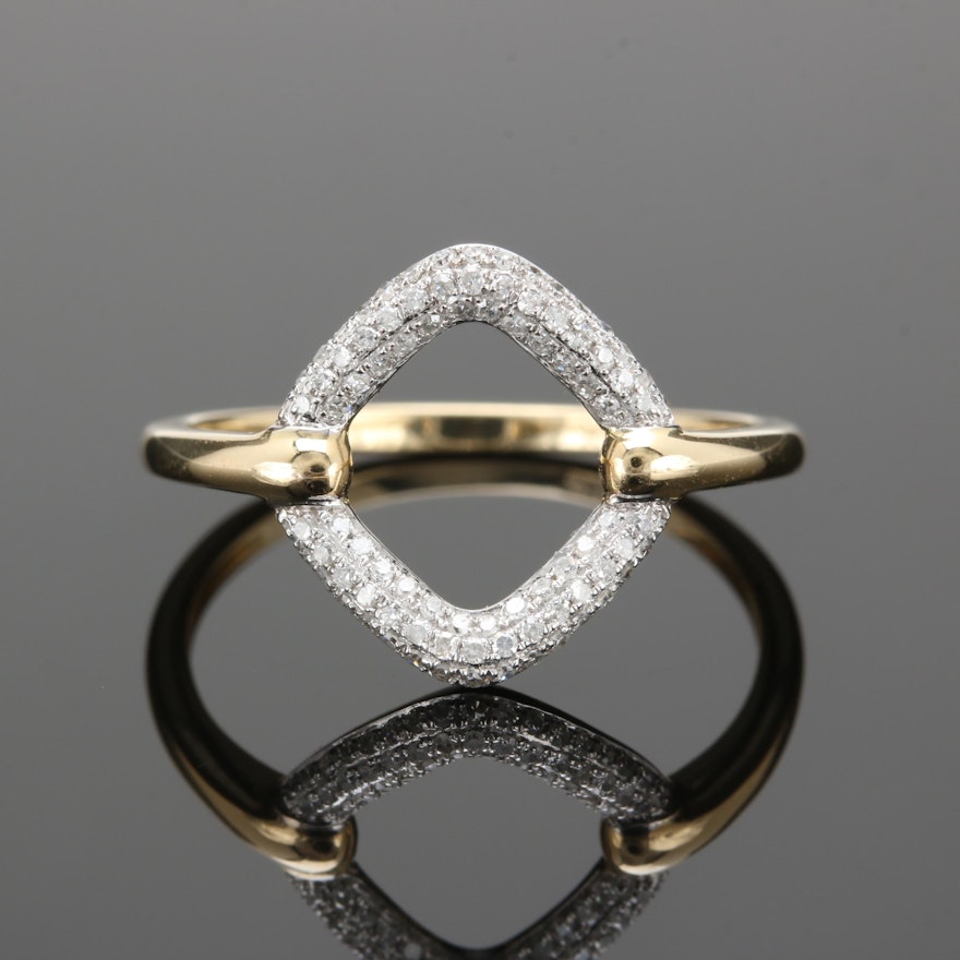 14K Yellow and White Gold Diamond Ring