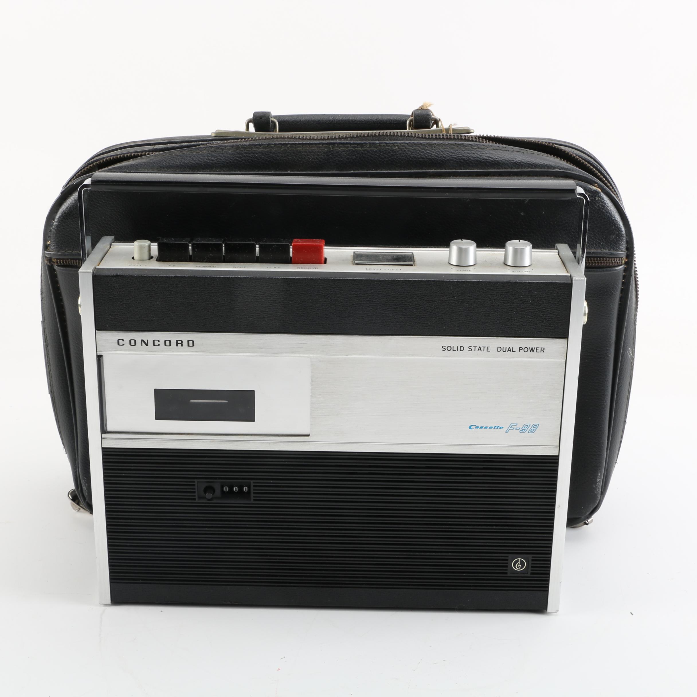 Vintage Concord F-98 Cassette Recorder with Case