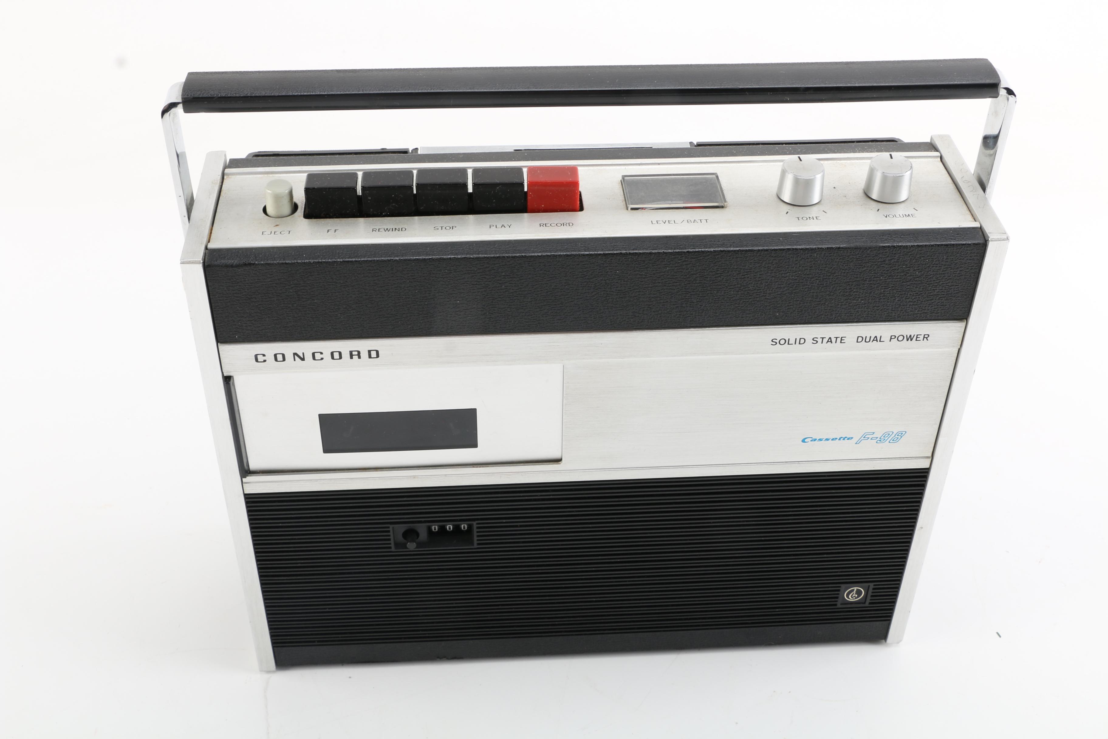 Vintage Concord F-98 Cassette Recorder with Case