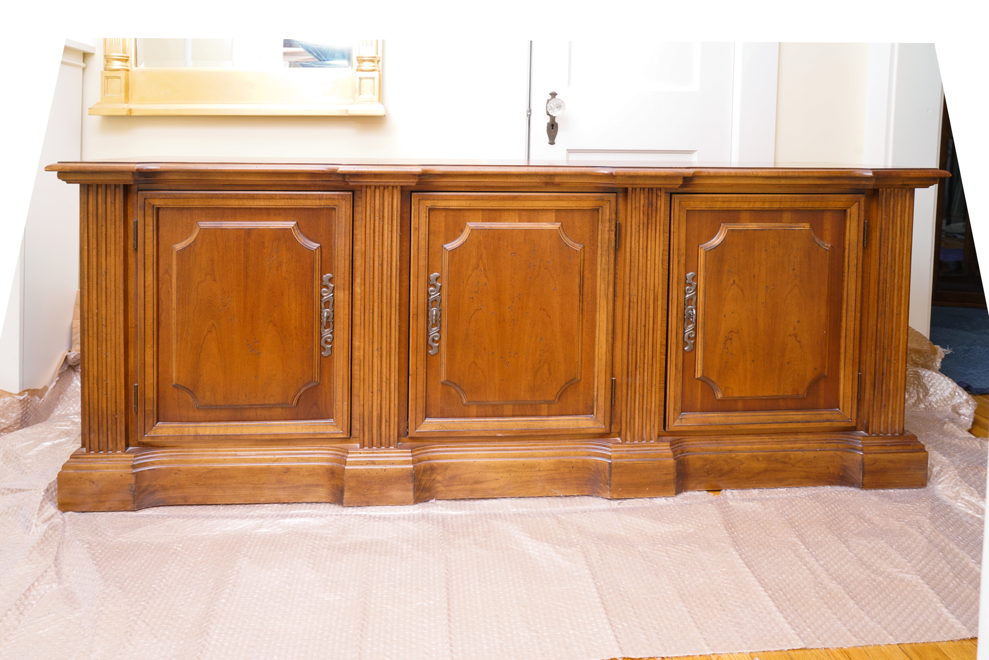 Vintage Two-Piece Neoclassical Style Cherry Bookcase by Hooker Furniture