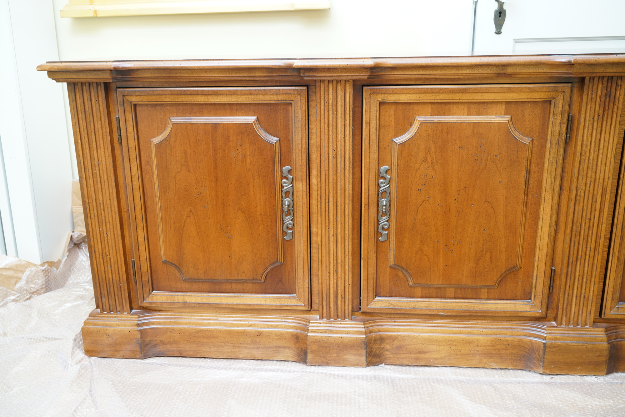 Vintage Two-Piece Neoclassical Style Cherry Bookcase by Hooker Furniture