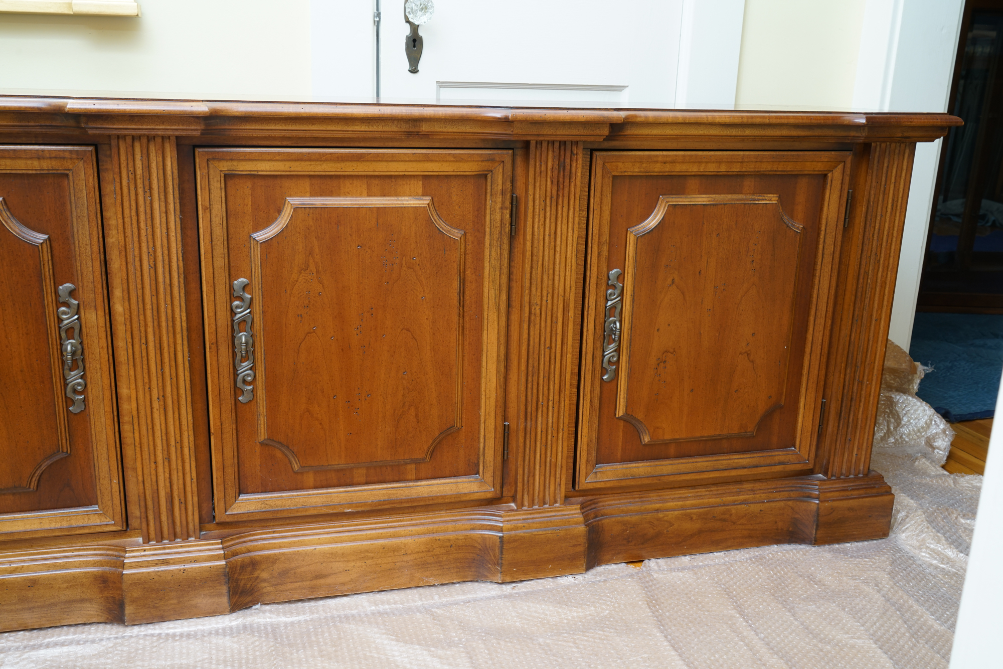 Vintage Two-Piece Neoclassical Style Cherry Bookcase by Hooker Furniture