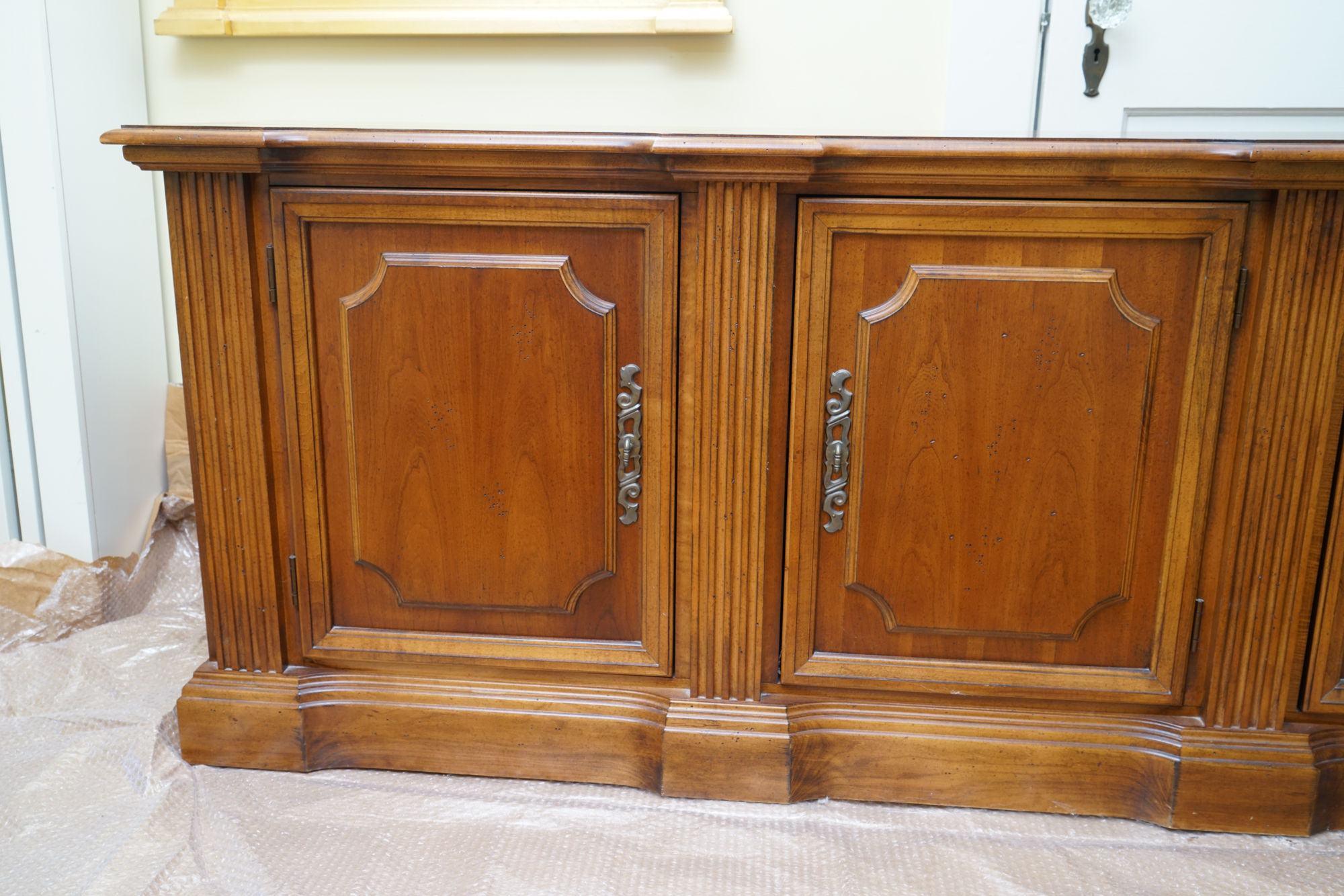 Vintage Two-Piece Neoclassical Style Cherry Bookcase by Hooker Furniture